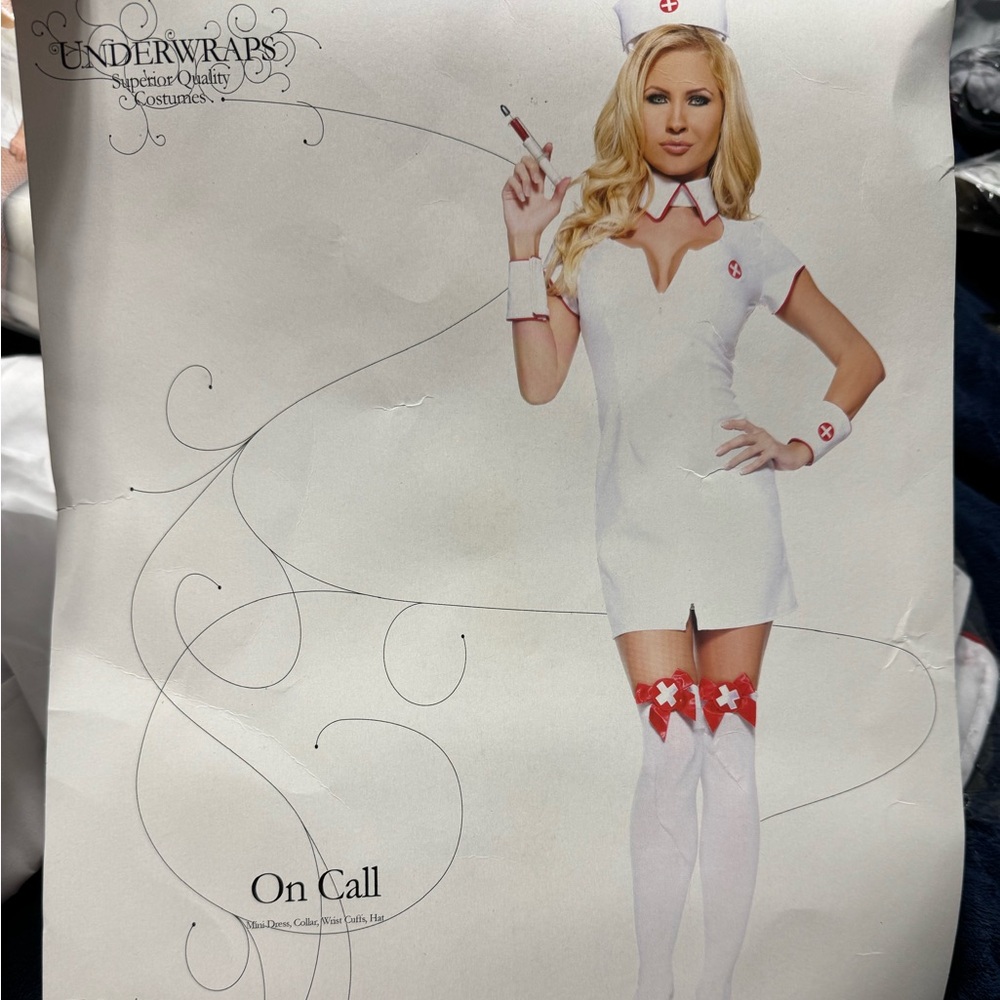 Never Worn! Underwraps On Call White Nurse Large Halloween Costume Womens